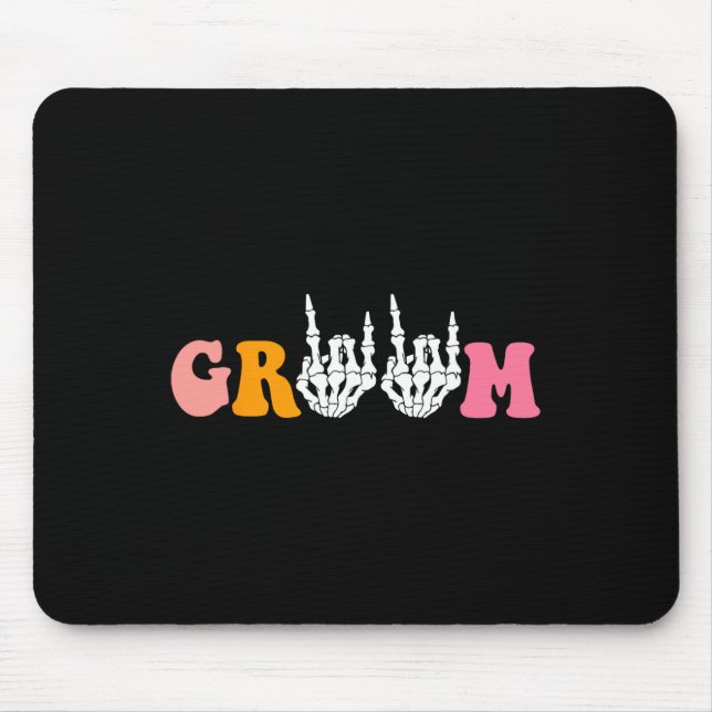 Halloween Groom Bride Skeleton Hand Wedding Bachel Mouse Mat (Front)