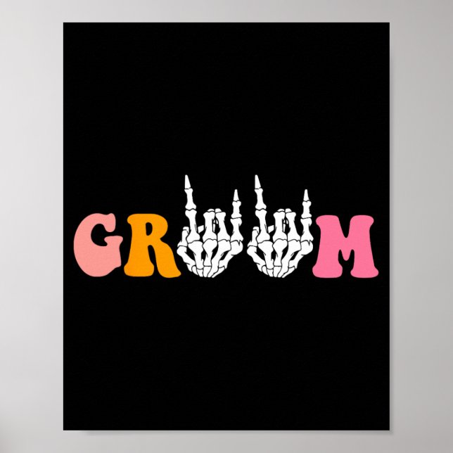 Halloween Groom Bride Skeleton Hand Wedding Bachel Poster (Front)