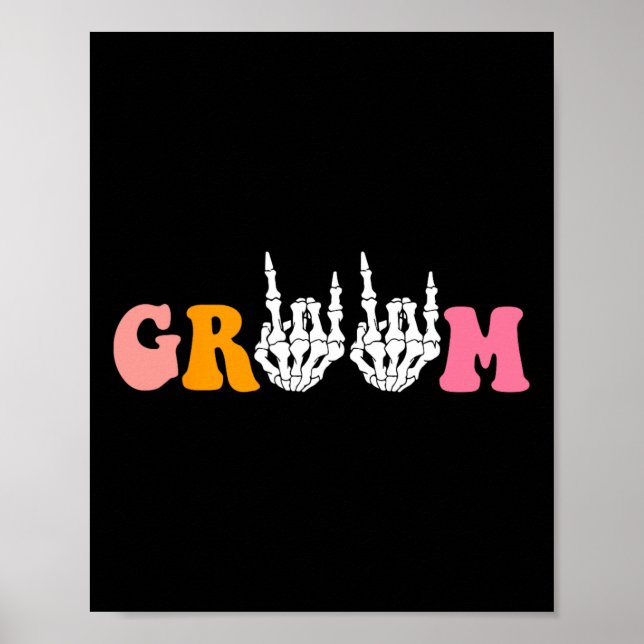 Halloween Groom Bride Skeleton Hand Wedding Bachel Poster (Front)