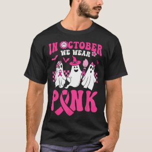Halloween Groovy Wear Pink Breast Cancer Warrior C T-Shirt