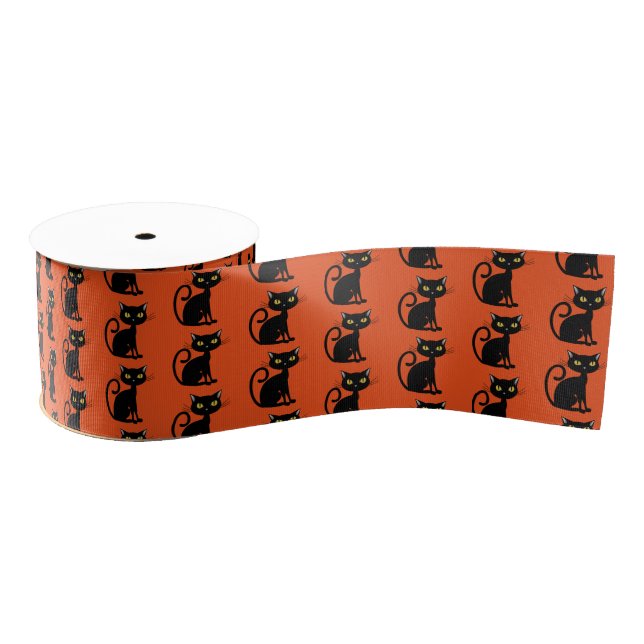 Halloween Grosgrain Ribbon-Black Cat Grosgrain Ribbon (Spool)