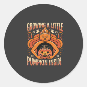 Halloween Growing a Little Pumpkin Inside Pregnanc Classic Round Sticker