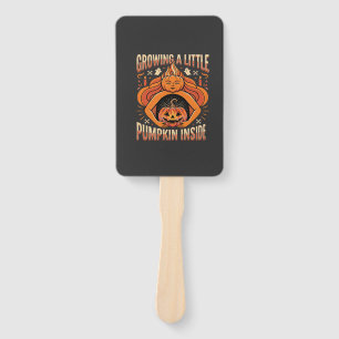 Halloween Growing a Little Pumpkin Inside Pregnanc Hand Fan
