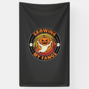 Halloween Growing My Fangs Ghost Pumpkin Banner