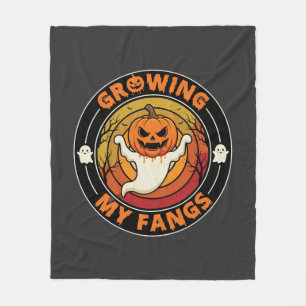 Halloween Growing My Fangs Ghost Pumpkin Fleece Blanket