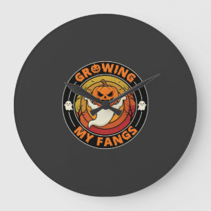 Halloween Growing My Fangs Ghost Pumpkin Large Clock