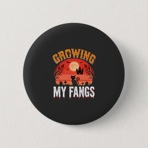 Halloween Growing My Fangs Haunted Cat 6 Cm Round Badge
