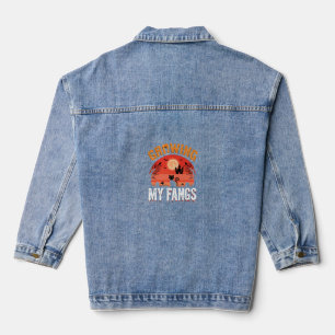 Halloween Growing My Fangs Haunted Cat Denim Jacket