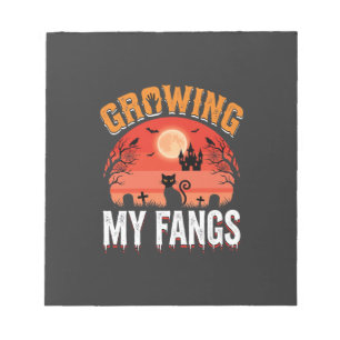 Halloween Growing My Fangs Haunted Cat Notepad