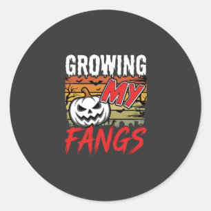 Halloween Growing My Fangs Vampire Pumpkin Classic Round Sticker
