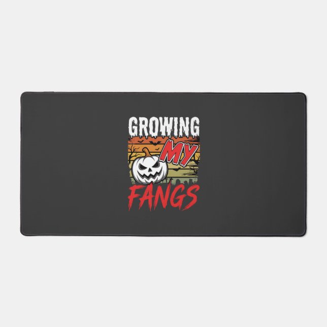 Halloween Growing My Fangs Vampire Pumpkin Desk Mat (Front)