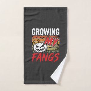 Halloween Growing My Fangs Vampire Pumpkin Hand Towel