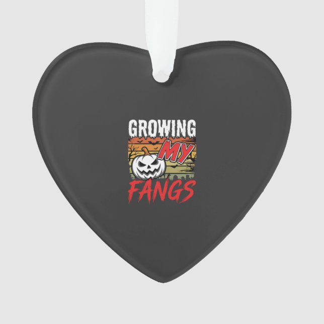 Halloween Growing My Fangs Vampire Pumpkin Ornament (Front)