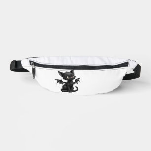 Halloween Grumpy Black Kitten In Bat Costume Bum Bags