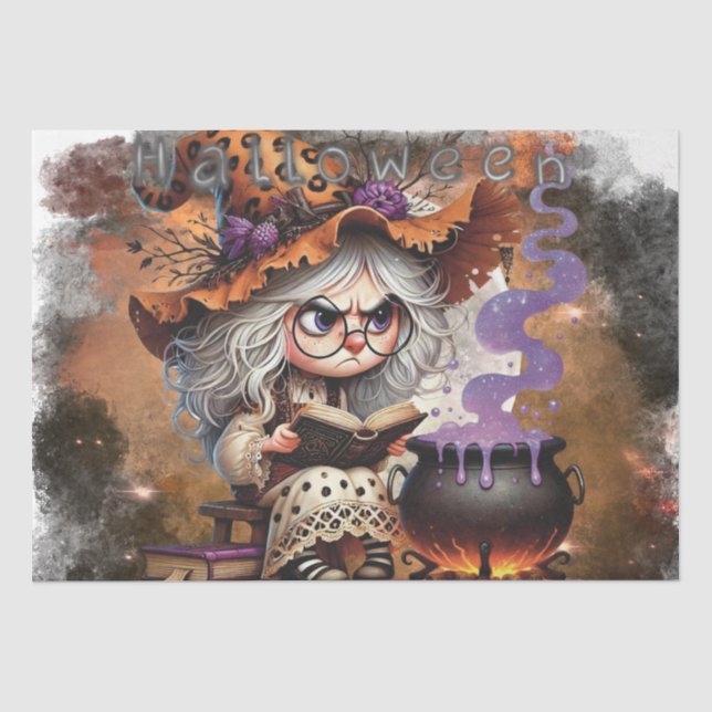 Halloween Grumpy Witch Tissue Paper (Front)