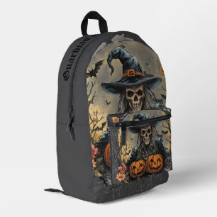 Halloween,Guardian of the Pumpkins, Skull, Pumpkin Printed Backpack