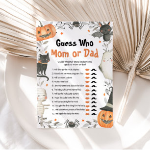 Halloween Guess Who Mum or Dad Baby Shower Game Invitation