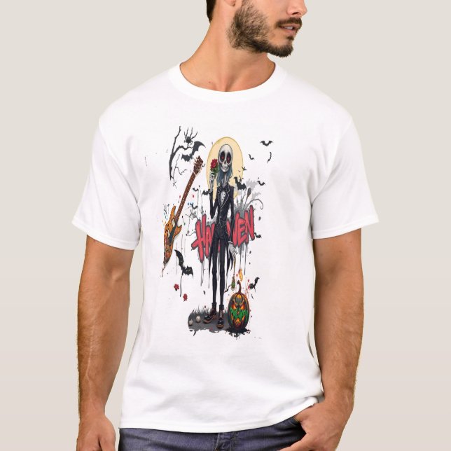 halloween guitar graffiti art anime cool family  T-Shirt (Front)