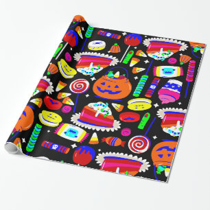 halloween gummy candy corn cake wrapping paper