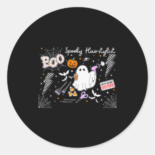 Halloween Hair Stylist Spooky Ghost Cosmetology Sa Classic Round Sticker