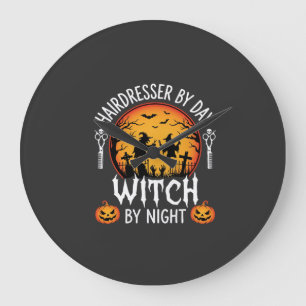 Halloween Hairdresser by Day Witch by Night Large Clock