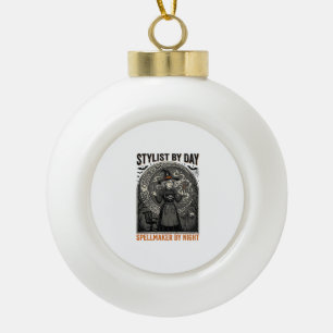 Halloween Hairstylist Witch Vintage Salon Magic De Ceramic Ball Christmas Ornament