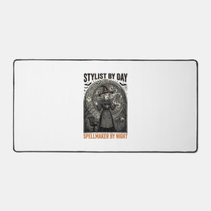 Halloween Hairstylist Witch Vintage Salon Magic De Desk Mat