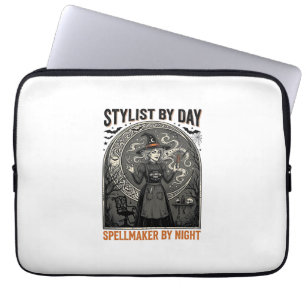 Halloween Hairstylist Witch Vintage Salon Magic De Laptop Sleeve