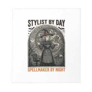 Halloween Hairstylist Witch Vintage Salon Magic De Notepad