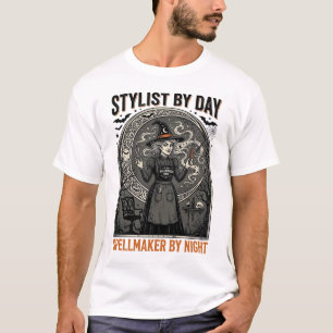 Halloween Hairstylist Witch Vintage Salon Magic De T-Shirt