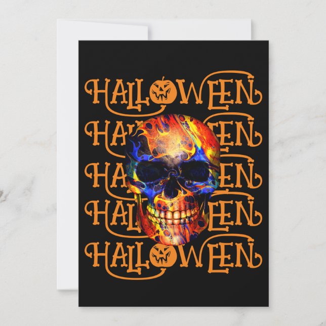 HALLOWEEN HALLOWEEN ABSTRACT SKULL INVITATION (Front)