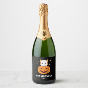 Halloween - Halloween Cat - Cute Halloween Sparkling Wine Label