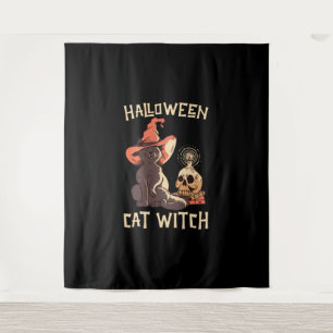 Halloween Halloween Cat Witch Tapestry