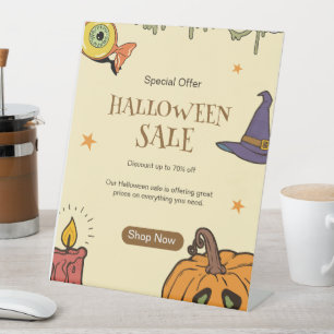 Halloween Halloween Sale Flyer, Halloween Night  Pedestal Sign