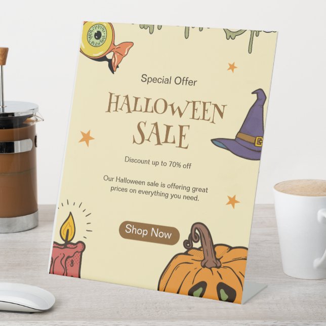 Halloween Halloween Sale Flyer, Halloween Night  Pedestal Sign (In SItu)