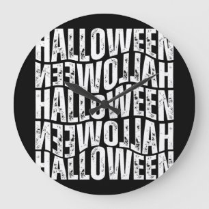 HALLOWEEN HALLOWEEN WARP TYPOGRAPHY LARGE CLOCK