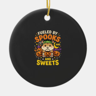 Halloween Hamster Fuelled By Spooks And Sweets_1 Ceramic Tree Decoration