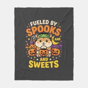 Halloween Hamster Fuelled By Spooks And Sweets_1 Fleece Blanket