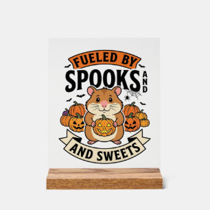 Halloween Hamster Fuelled By Spooks Funny Cute_1 Acrylic Sign