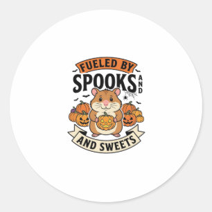 Halloween Hamster Fuelled By Spooks Funny Cute_1 Classic Round Sticker