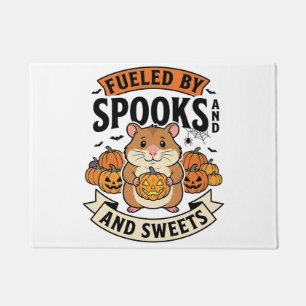 Halloween Hamster Fuelled By Spooks Funny Cute_1 Doormat