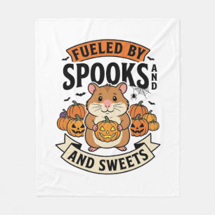 Halloween Hamster Fuelled By Spooks Funny Cute_1 Fleece Blanket