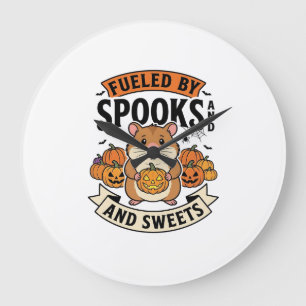 Halloween Hamster Fuelled By Spooks Funny Cute_1 Large Clock