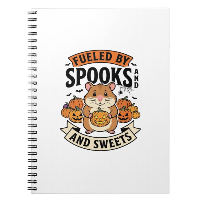 Halloween Hamster Fuelled By Spooks Funny Cute_1 Notebook (Front)