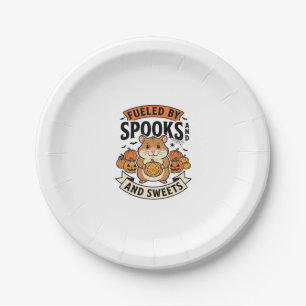 Halloween Hamster Fuelled By Spooks Funny Cute_1 Paper Plate