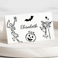 Halloween Hand Drawn Name Place Card