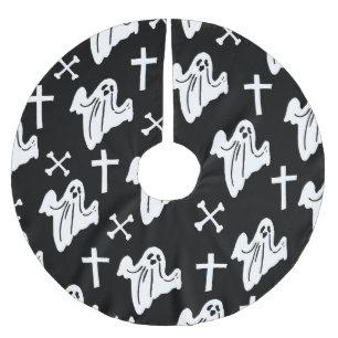 Halloween Hand Drawn Pattern Background Brushed Polyester Tree Skirt
