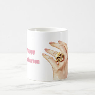 Halloween Hand Pink Nail Polish Skull Ring Coffee Mug