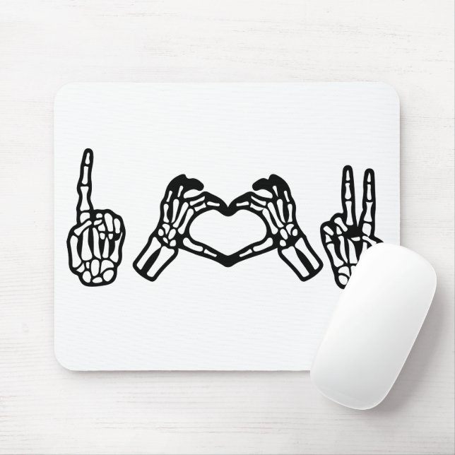 Halloween Hand Sign Language I Heart Peace Mouse Mat (With Mouse)