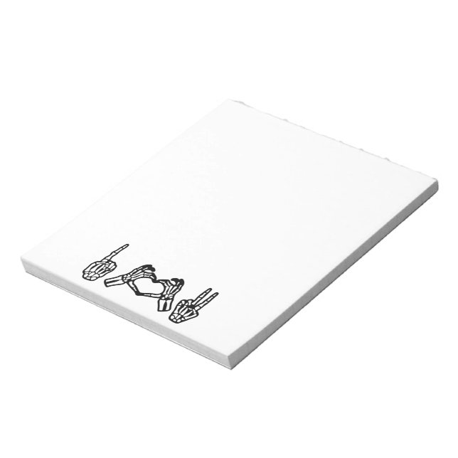 Halloween Hand Sign Language I Heart Peace Notepad (Rotated)